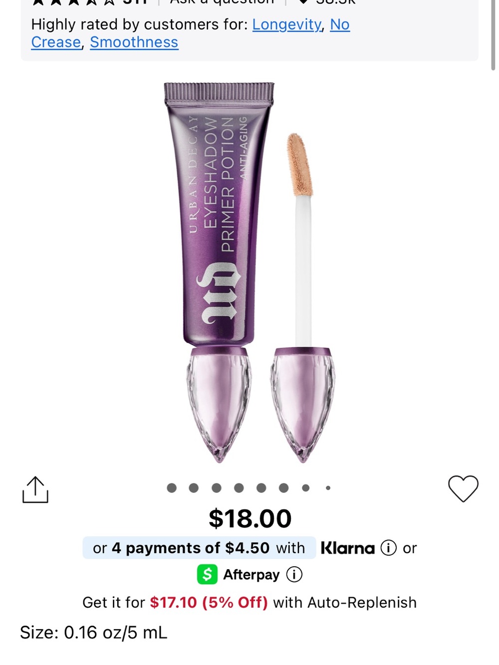 Urban Decay Eyeshadow Primer Potion - Metallic Purple Pack